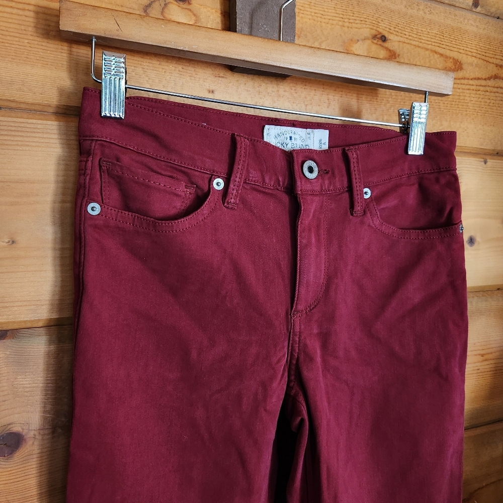 Lucky Brand ๐ Brooke Red Mid Rise Skinny Stretch Legging Ankle Jeans Sz 2 X 29" - Picture 2 of 12